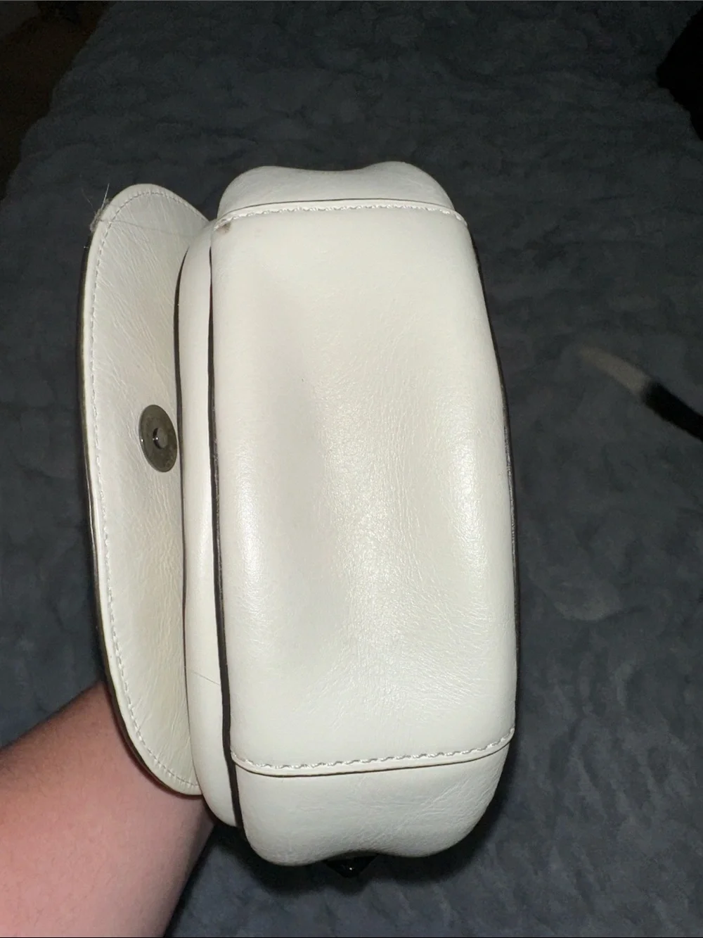 Rebecca Minkoff White Perforated Saddle Crossbody